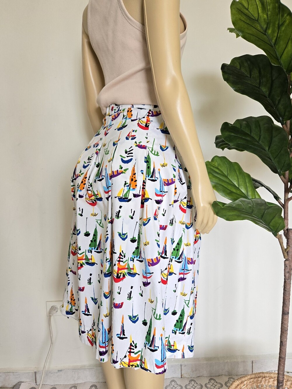 Rare Anthropologie Peony Smooth Sailing Midi Skirt Size 4 Cotton Women's - Picture 6 of 11